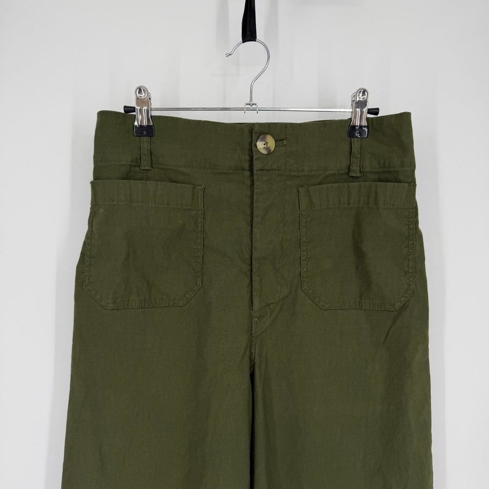 Maeve Anthropologie The Colette Wide Leg Pants Moss Green 28T OB1364733 Crop - Picture 8 of 12